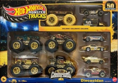 Hot Wheels Monster Trucks 50 Bigfoot Trophy Champions Exclusive GOLD Set