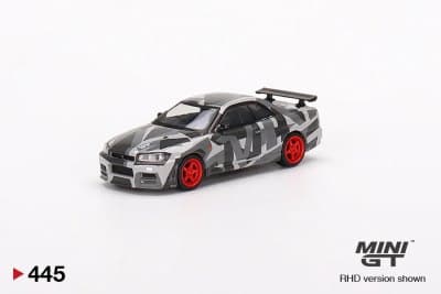 Nissan Skyline GT-R (R34) V-Spec II MINI GT Digital Camouflage Grey 2022 Hong Kong Toycar Salon Edition
