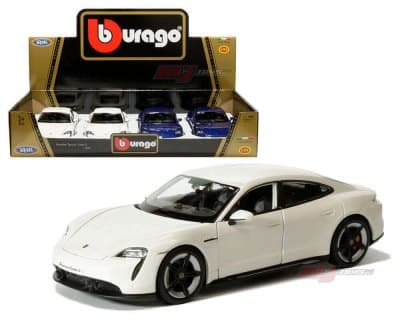 Porsche Taycan Turbo S (White, Blue) – Display Tray Set of 4