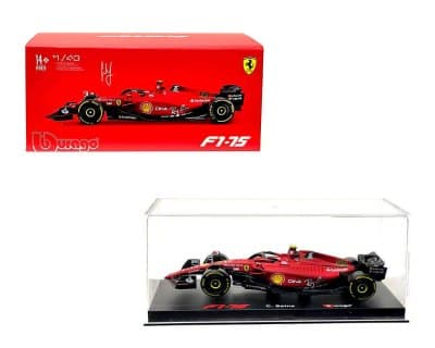2021 Ferrari Season Car #55 Carlos Sainz with Driver – Plastic Case – Ferrari Formula 1-75