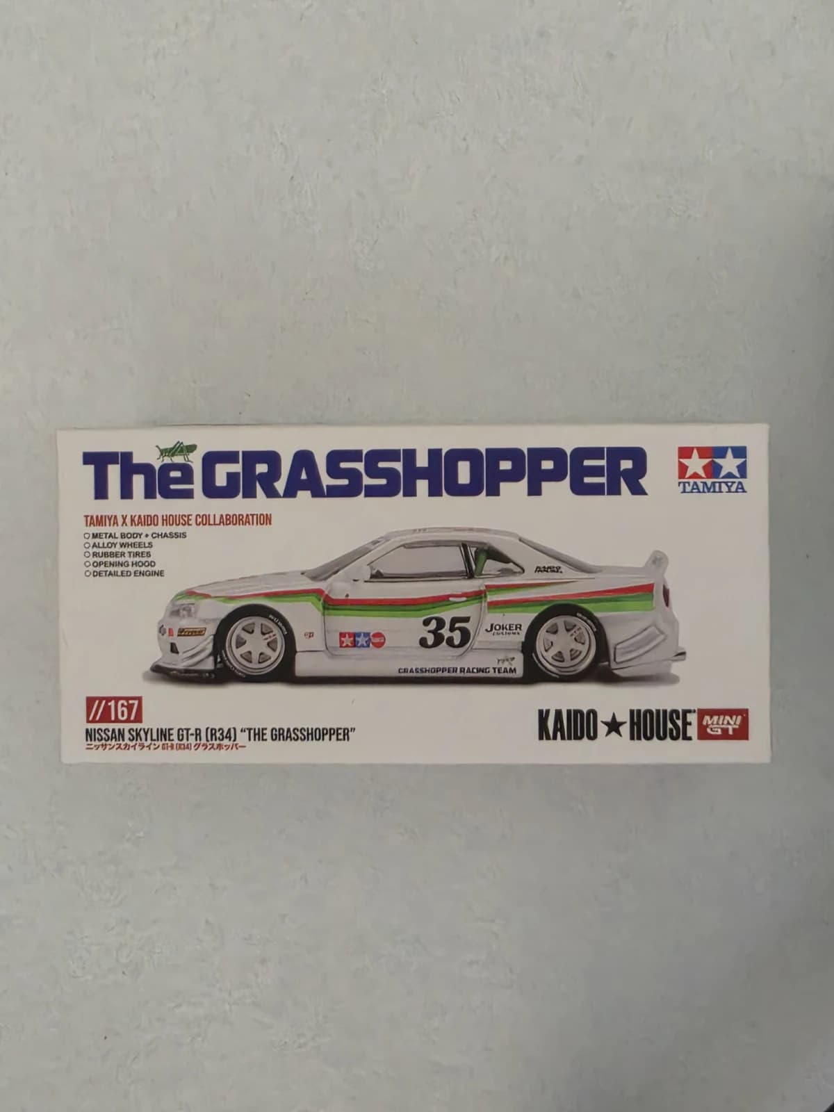 Nissan Skyline GT-R (R34) Tamiya x Kaido House "The Grasshopper" V1 Box: Image 7